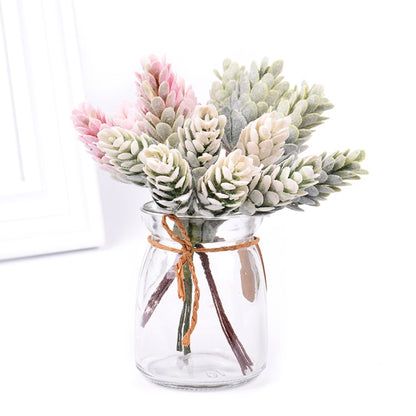 2 bouquets de fleurs artificielles, plantes, pommes de pin pour la décoration de mariage et de Noël