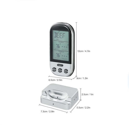 Double Probes Wireless Digital Kitchen Thermometer LCD Display Temperature Timer Alarm for Cooking Meat Grill Oven Food BBQ