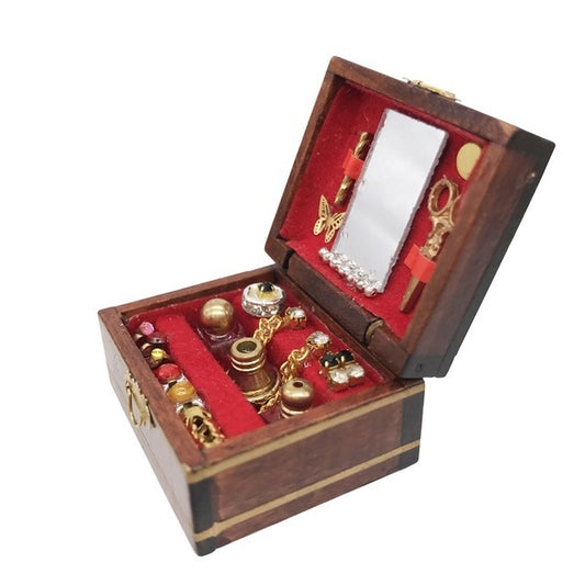 Boîte à Bijoux Miniature Vintage pour Maison de Poupée Accessoires Jouets Éducatifs pour Enfants, Boîte à Bijoux