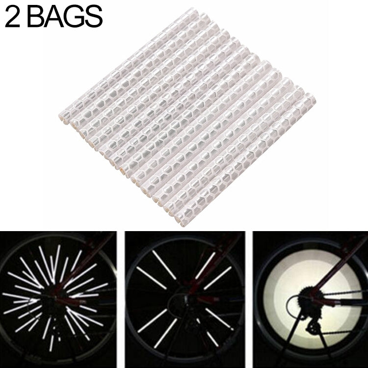 2 BAGS Bicycle Mountain Bike Riding Wheel Rim Spoke Mount Clip Tube Warning Light Strip Outdoor Reflector, Yellow, Blue, Green, Orange, Red, Silver
