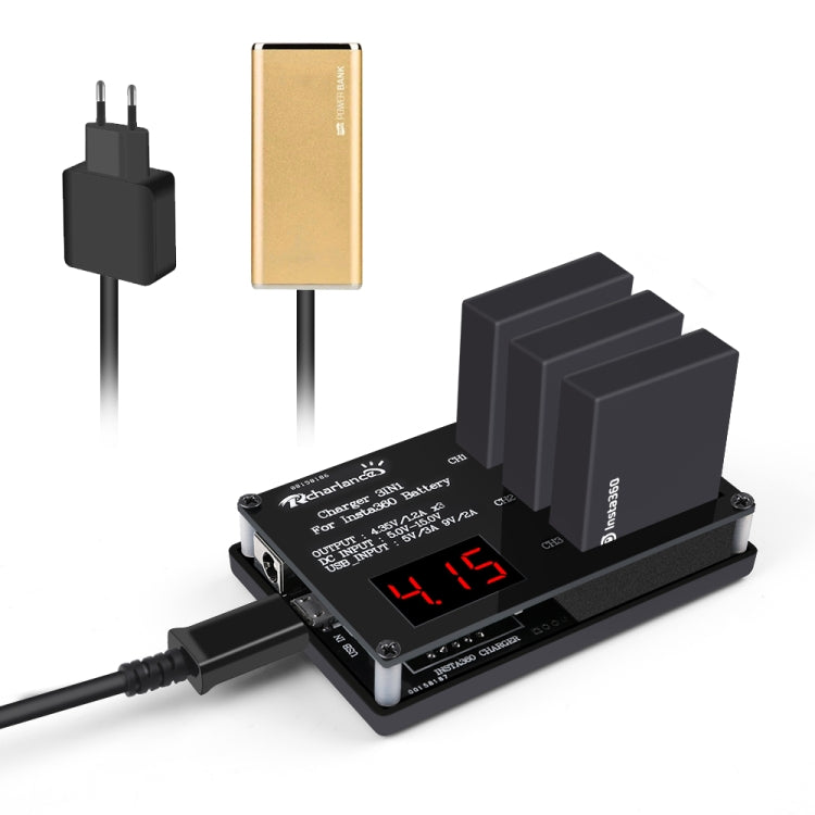 Micro USB 3 PCS Battery Charger for Insta360 ONE X Panoramic Camera, Eu Plug, Us Plug
