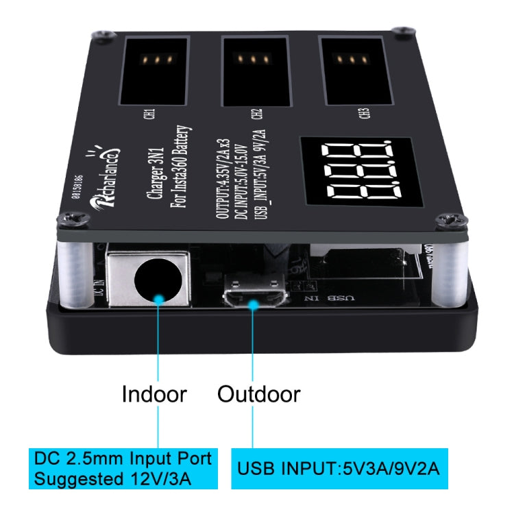 Micro USB 3 PCS Battery Charger for Insta360 ONE X Panoramic Camera, Eu Plug, Us Plug