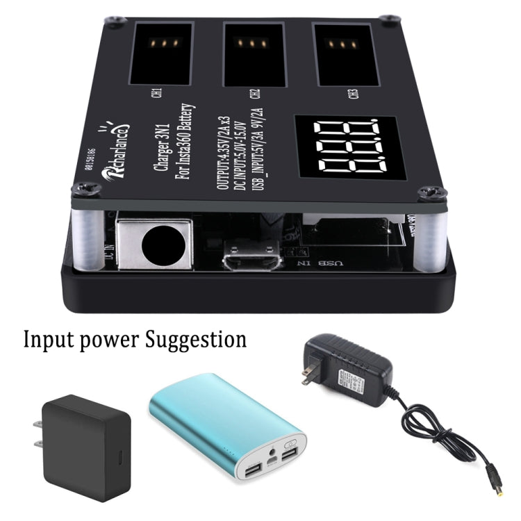 Micro USB 3 PCS Battery Charger for Insta360 ONE X Panoramic Camera, Eu Plug, Us Plug