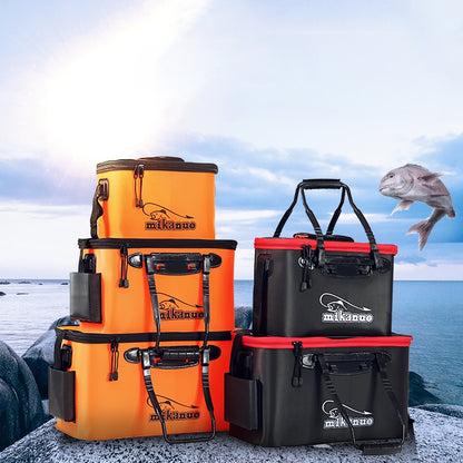 Thickened Multifunctional Folding Live Fish Box Fishing Bucket, 35 cm (with Handle without Side Pockets), 50 cm (with Handle and Side Pocket)