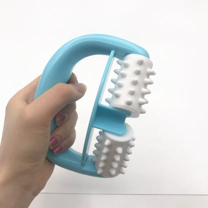 T9142 Plastic Manual Two-wheel Massager Round Handle Massager