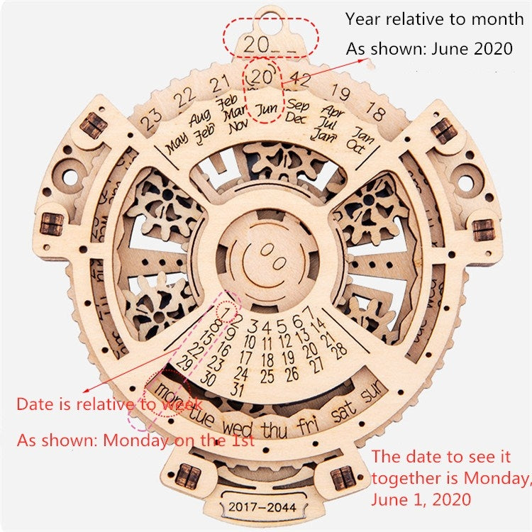 Jouets de calendrier perpétuel à engrenages mécaniques en bois pour enfants, modèle de puzzle 3D, jouets à assembler soi-même en bois