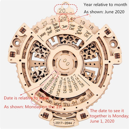 Jouets de calendrier perpétuel à engrenages mécaniques en bois pour enfants, modèle de puzzle 3D, jouets à assembler soi-même en bois
