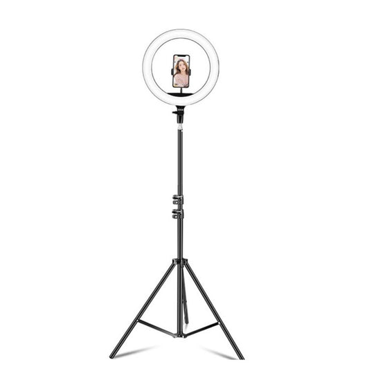 Dimmable Color Temperature LED Ring Fill Light Live Broadcast Set, 14 inch+Phone Clip With 2.1m Tripod Mount, CN Plug, 14 inch+3 Phone Clips With 2.1m Tripod Mount, CN Plug, 14 inch+4 Phone Clips+Microphone Pole With 2.1m Tripod Mount, CN Plug