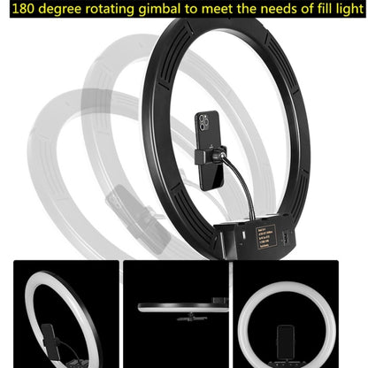 Dimmable Color Temperature LED Ring Fill Light Live Broadcast Set, 14 inch+Phone Clip With 2.1m Tripod Mount, CN Plug, 14 inch+3 Phone Clips With 2.1m Tripod Mount, CN Plug, 14 inch+4 Phone Clips+Microphone Pole With 2.1m Tripod Mount, CN Plug         ...