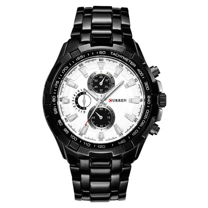 CURREN 8023 Men Stainless Steel Analog Sport Quartz Watch, White case white face, Silver case gold face, Silver case gold ring black face, Black case white face, Black case black face, Black case gold ring white face, Black case gold face              ...