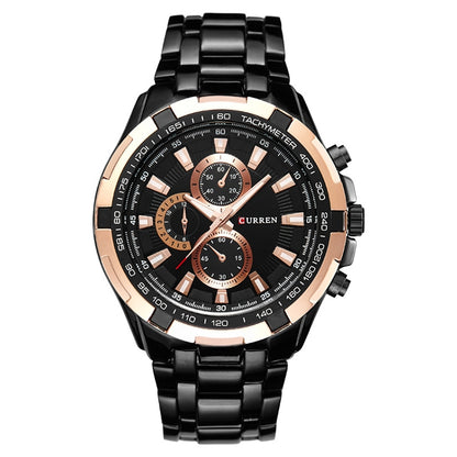 CURREN 8023 Men Stainless Steel Analog Sport Quartz Watch, White case white face, Silver case gold face, Silver case gold ring black face, Black case white face, Black case black face, Black case gold ring white face, Black case gold face              ...