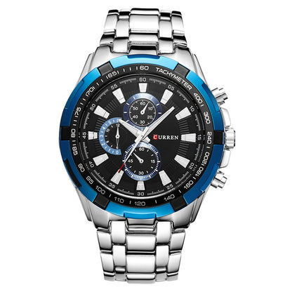 CURREN 8023 Men Stainless Steel Analog Sport Quartz Watch, White case white face, Silver case gold face, Silver case gold ring black face, Black case white face, Black case black face, Black case gold ring white face, Black case gold face              ...