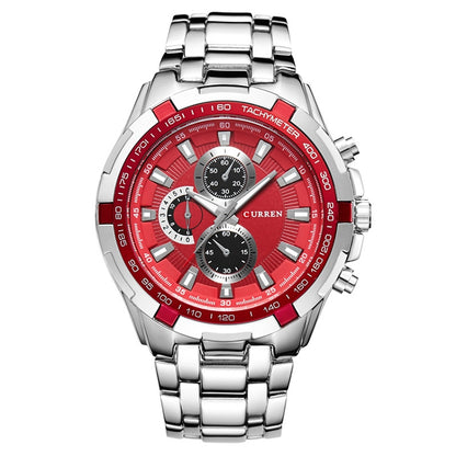 CURREN 8023 Men Stainless Steel Analog Sport Quartz Watch, White case white face, Silver case gold face, Silver case gold ring black face, Black case white face, Black case black face, Black case gold ring white face, Black case gold face              ...