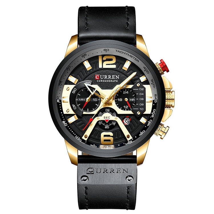 CURREN M8329 Casual Sport Leather Watch for Men, Rose blue, Rose black, Gold black, Black Khaki, White black