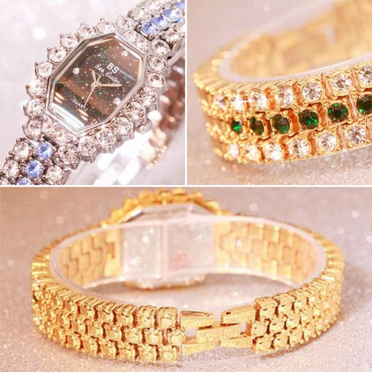 BS beesister FA1581 Damen Achteckige Zifferblatt Diamant-plattierte Strass-Armband Quarz-Uhr