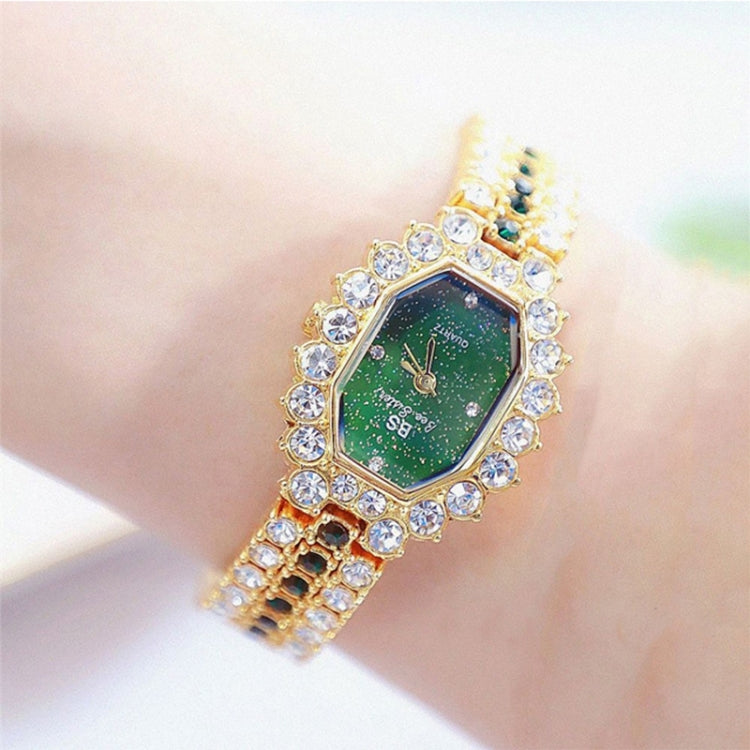 BS beesister FA1581 Damen Achteckige Zifferblatt Diamant-plattierte Strass-Armband Quarz-Uhr