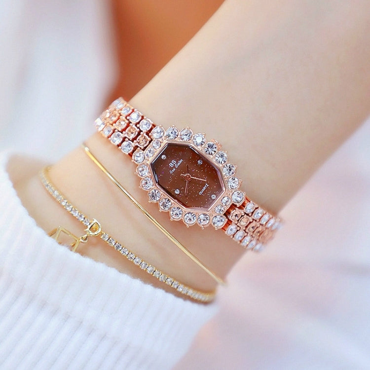 BS beesister FA1581 Damen Achteckige Zifferblatt Diamant-plattierte Strass-Armband Quarz-Uhr