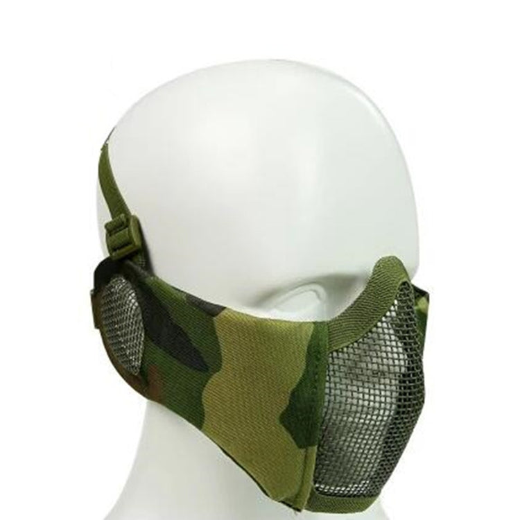WoSporT Half Face Metal Net Field  Ear Protection Outdoor Cycling Steel Tactical Mask