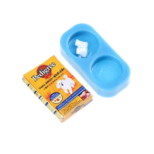 Nourriture pour animaux miniatures avec assiette pour maison de poupée – Jouets de simulation de meubles