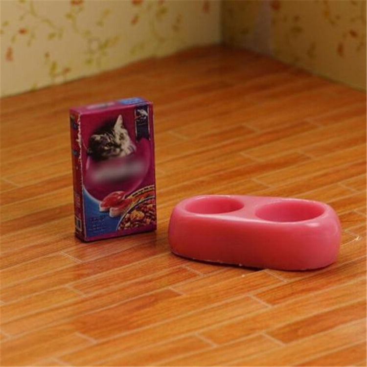 Doll House Mini Dog Cat Pet Food with Plate Simulation Furniture Model Toys