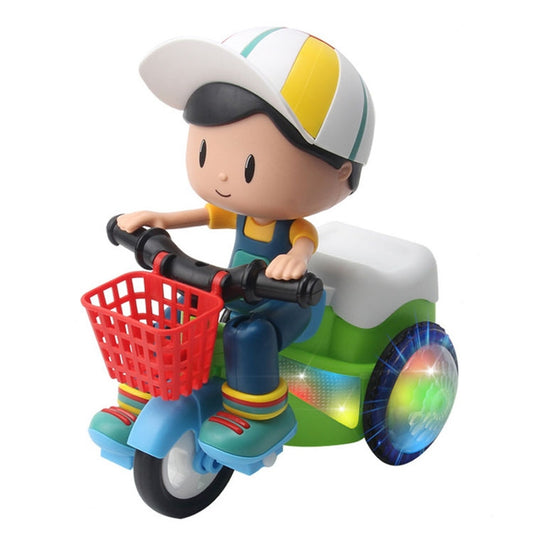 Triciclo acrobático eléctrico universal, coche de juguete giratorio de dibujos animados con música ligera, colores aleatorios, para niño y niña.