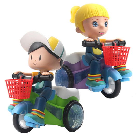 Triciclo acrobático eléctrico universal, coche de juguete giratorio de dibujos animados con música ligera, colores aleatorios, para niño y niña.