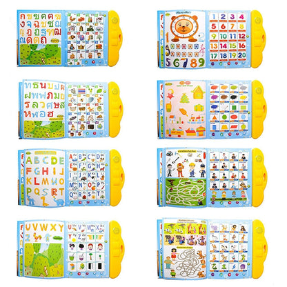 Jouets éducatifs pour enfants : Livres audio électriques multilingues (thaï, anglais, chinois) pour l'apprentissage précoce