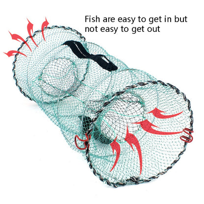 Spring Cage Fishing Net Automatic Folding Shrimp Cage Round Spring Fish Net, Special Mesh Large, Encrypted Mesh Large