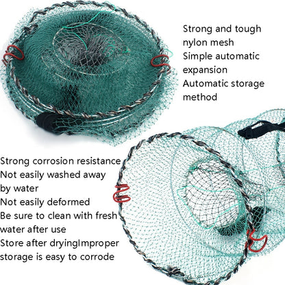 Spring Cage Fishing Net Automatic Folding Shrimp Cage Round Spring Fish Net, Special Mesh Large, Encrypted Mesh Large