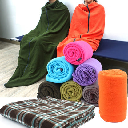 Outdoor Fleece Sleeping Bag Camping Trip Air Conditioner Dirty Sleeping Bag Separated By Knee Blanket During Lunch Break, Extra Thick Section (Plaid Cloth), Thickened (Blue), Thickened (Army Green), Thickened (Grass Green), Thickened (Gray)            ...