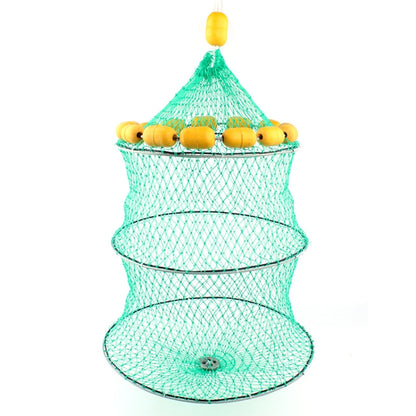 Filet de pêche à flottabilité extérieure, cage à poisson pliable à 3 cercles, filet de pêche en mer multi-flotteurs, filet de pêche à flottabilité