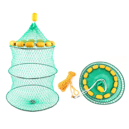 Filet de pêche à flottabilité extérieure, cage à poisson pliable à 3 cercles, filet de pêche en mer multi-flotteurs, filet de pêche à flottabilité