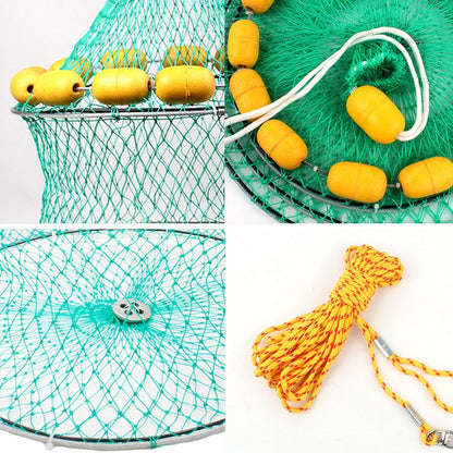 Filet de pêche à flottabilité extérieure, cage à poisson pliable à 3 cercles, filet de pêche en mer multi-flotteurs, filet de pêche à flottabilité