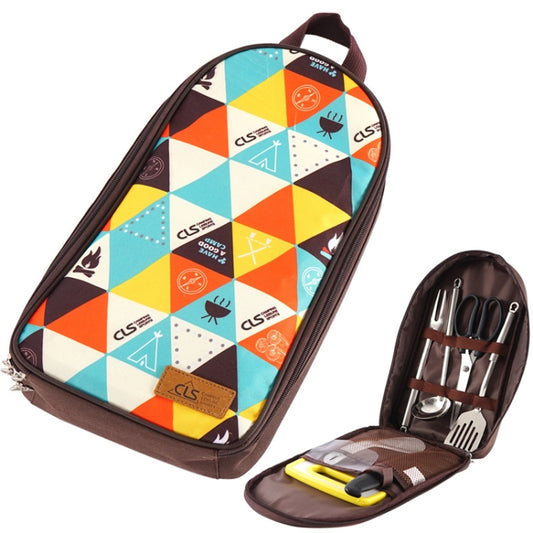 CLS 7-In-1 Outdoor 201 Stainless Steel Cookware Set Picnic Kitchenware Portable Handbag Picnic Bag, 7 in 1 Triangle Pattern, 7 in 1 Coffee