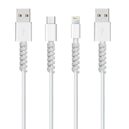 4pcs Spiral Style Silicone Data Cable Protective Cover Anti-wire Break Winder