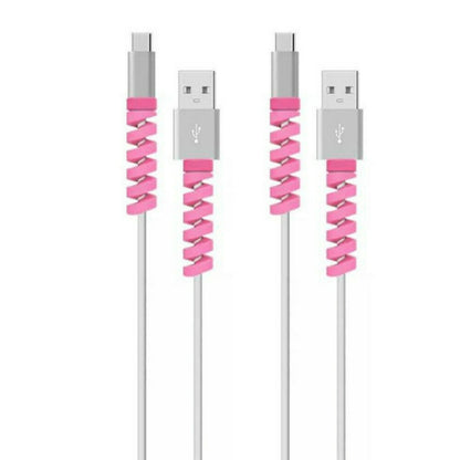 4pcs Spiral Style Silicone Data Cable Protective Cover Anti-wire Break Winder
