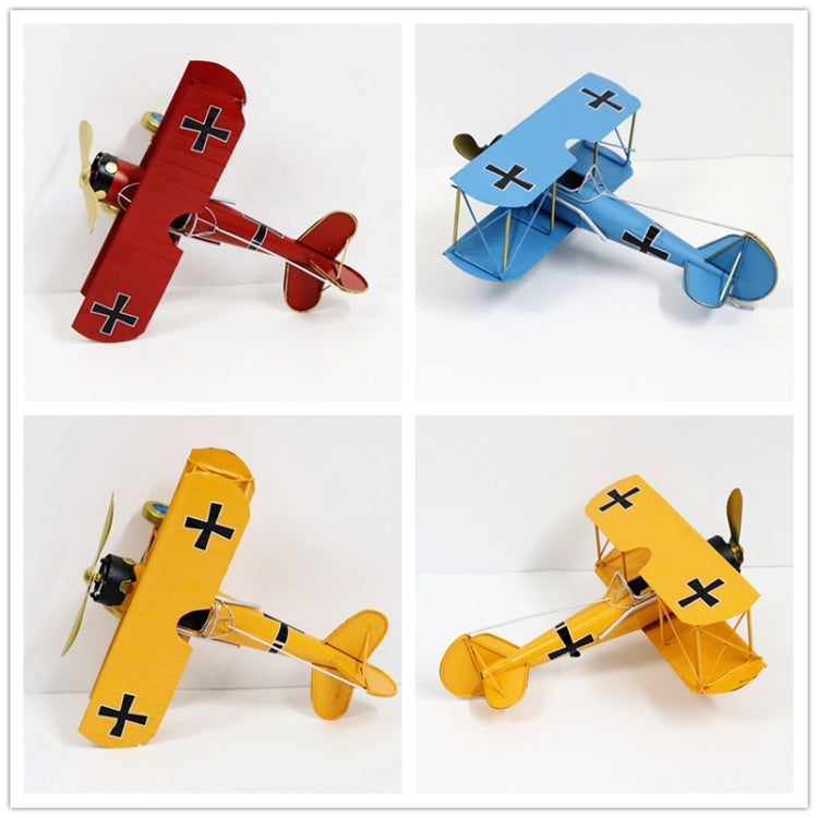 Ornements de décoration d'intérieur Artisanat en fer forgé Modèle d'avion rétro, Jaune, Vert, Rouge, Bleu