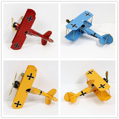 Ornements de décoration d'intérieur Artisanat en fer forgé Modèle d'avion rétro, Jaune, Vert, Rouge, Bleu
