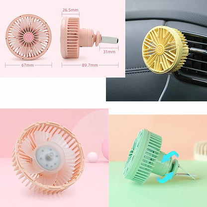 Car Vent Fan Multi-function USB Interface Mini LED Lamp Car Fan
