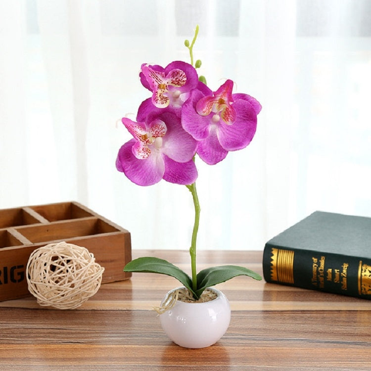Decorative Landscaping Round Pot Three Flowers Phalaenopsis Bonsai Simulation Potted Plants