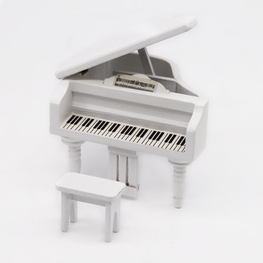 Piano à queue miniature de simulation pour maison de poupée 1:12, blanc, noir