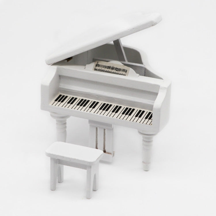 Piano à queue miniature de simulation pour maison de poupée 1:12, blanc, noir