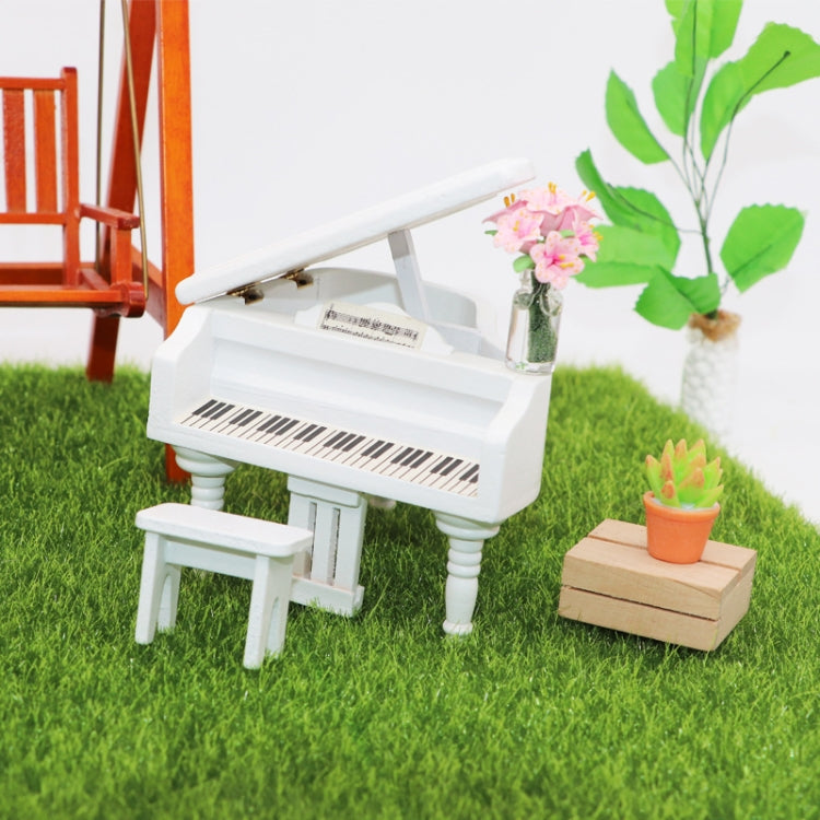 Piano à queue miniature de simulation pour maison de poupée 1:12, blanc, noir
