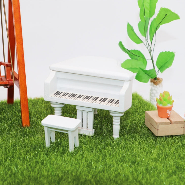 Piano à queue miniature de simulation pour maison de poupée 1:12, blanc, noir