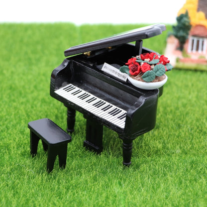 Piano à queue miniature de simulation pour maison de poupée 1:12, blanc, noir