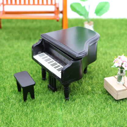 Piano à queue miniature de simulation pour maison de poupée 1:12, blanc, noir