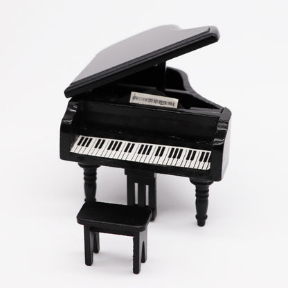Piano à queue miniature de simulation pour maison de poupée 1:12, blanc, noir