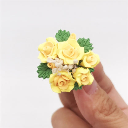 Mini maison de poupée, décoration de salon, scène de jardin, roses en pot, jaune, rose, rouge, rose vif