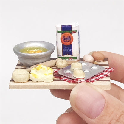 1:12 Miniature Maison Jouet Simulation Planche à Découper Fabrication de Desserts Table à Pain, Planche à Découper