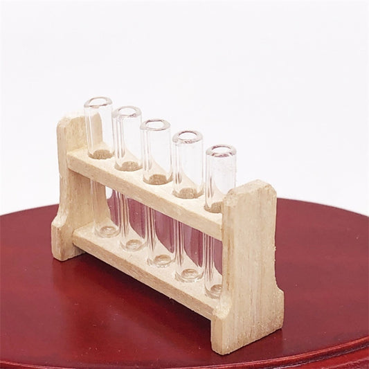 3 ensembles 1:12 mini maison de poupée laboratoire tube en verre support à éprouvettes modèle de scène de jeu alimentaire miniature, tube en verre test